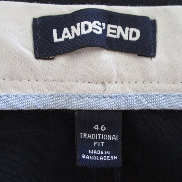 Lands' End Pleated Front Mens Navy Blue Cotton Expandable Short Pant NWOT - 46W - Picture 2 of 2
